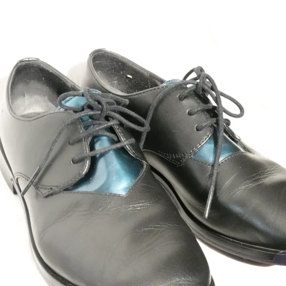 CAMPER - TWINS Black with Metallic Blue Contrast Laced Oxfords, size 37 - Picture 8 of 10